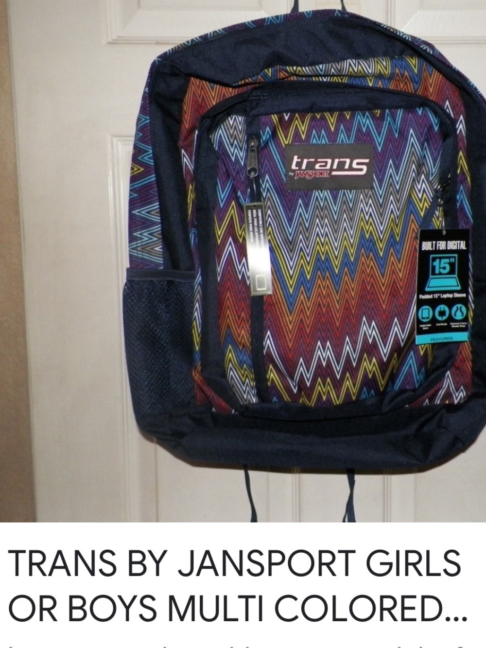 #2421** trans by JanSport- 15 inch laptop Multicolor Backpack - Picture 4 of 17